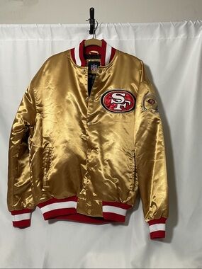 NFL Gold and Red Satin San Francisco 49ers Bomber Jacket